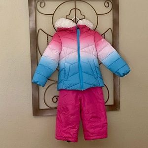Girls Snozu Ski Snow Snowboard Jacket and Bib Set, Pink, Size 2T
